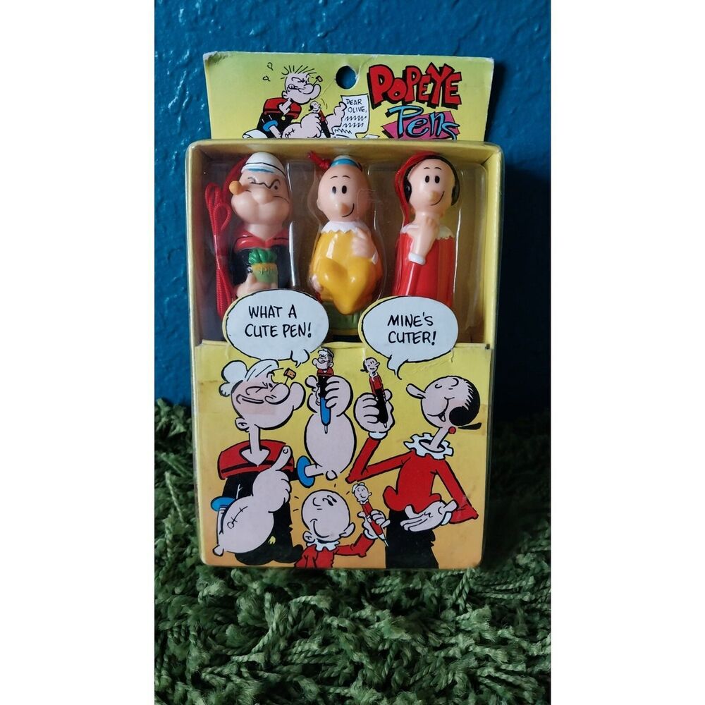 Popeye Pen's 1992 Set of 3 Popeye Olive oil Sweet Pea Vintage Toy